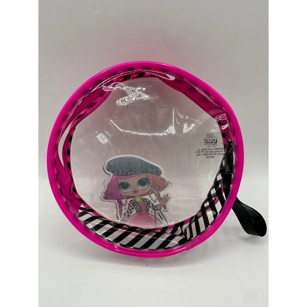 L.O.L. Surprise! OMG Doll Pink Clear Zippered‎ Round Cosmetic Travel Bag